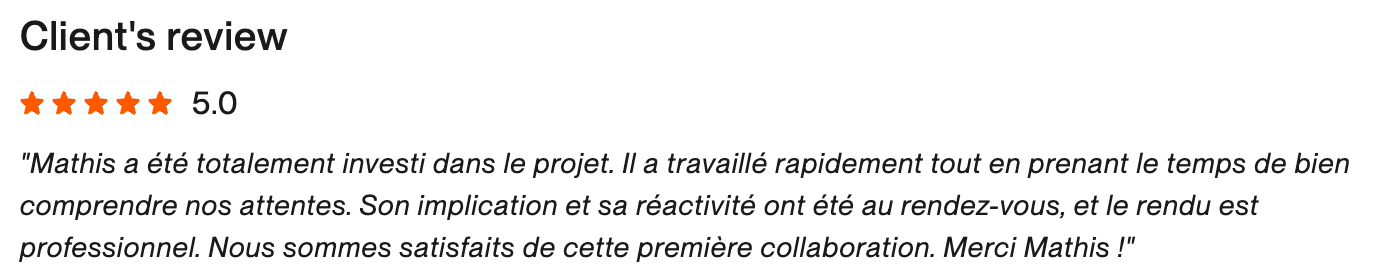 Avis Upwork — Création de contenu UGC